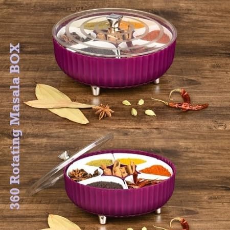 360 Degree Rotating Organizer with See Through Lid for Kitchen