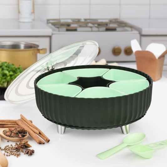 360 Degree Rotating Organizer with See Through Lid for Kitchen