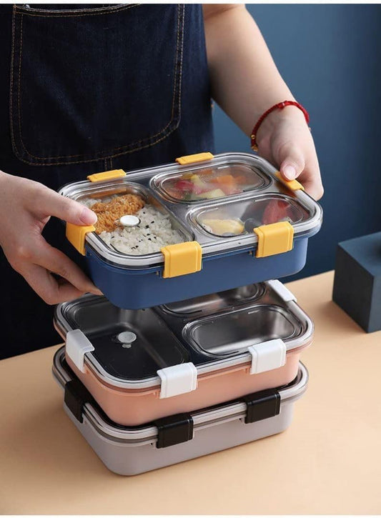 Lunch Box With 3 Compartment Insulated Stainless Steel Box With 620 ml Capacity