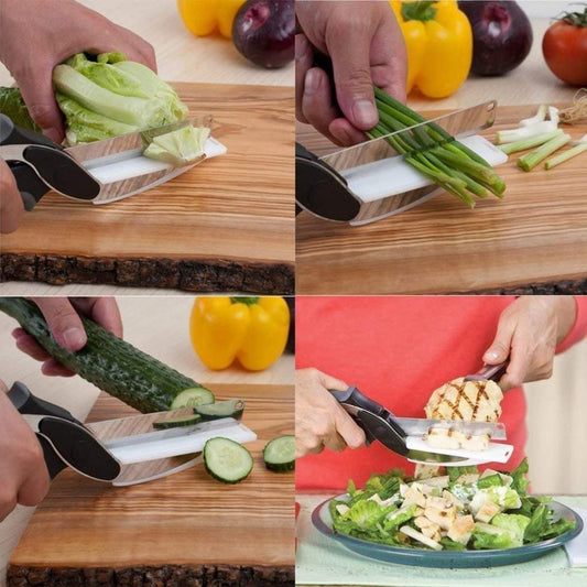 Steel Smart Kitchen Knife With Built in Mini Chopping Board